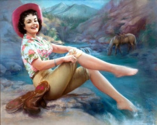 Cowgirl With Toes In The Stream