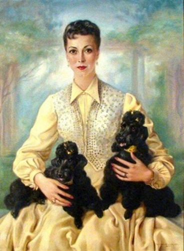 Seated Woman With Dogs, thought to be Deborah Kerr