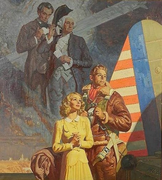 Parachuter With Abraham Lincoln And George Washington
