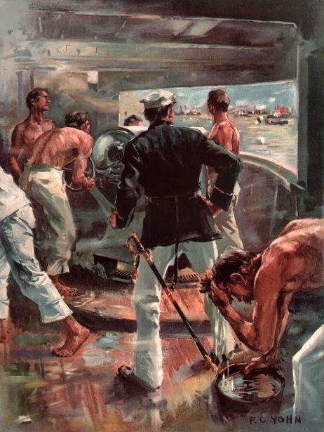 The Battle Of Manila Bay - Fighting A Five-Inch Gun On Board The Olympia
